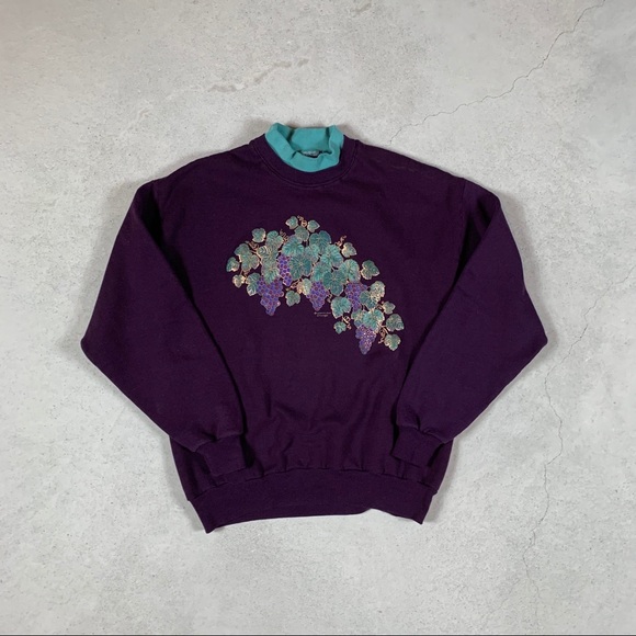 1991 WINE HARVEST MOCKNECK SWEATER - Picture 1 of 4
